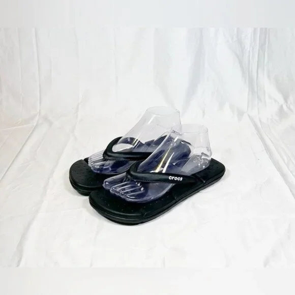 Crocs Womens Black Captiva Cushioned Thongs Flip Flops~9~ - Picture 1 of 6